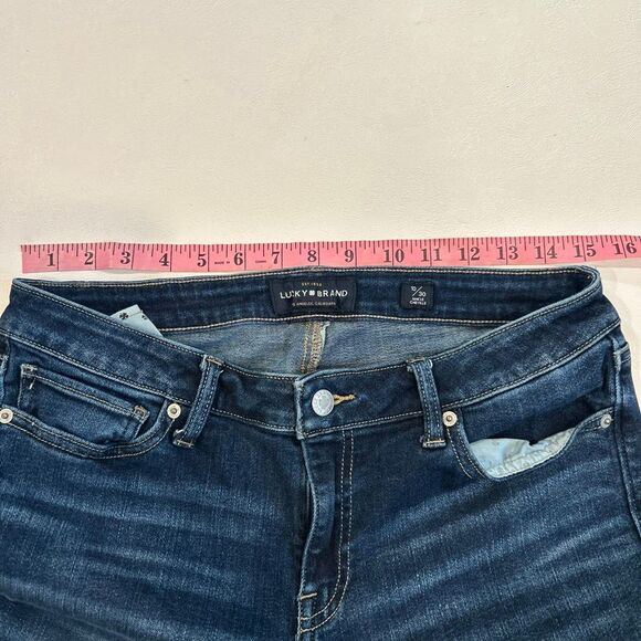 Lucky Brand 10/30 Ankle Skinny Jeans Dark Wash Raw Hem Denim Stretch Mid Rise - Picture 5 of 7